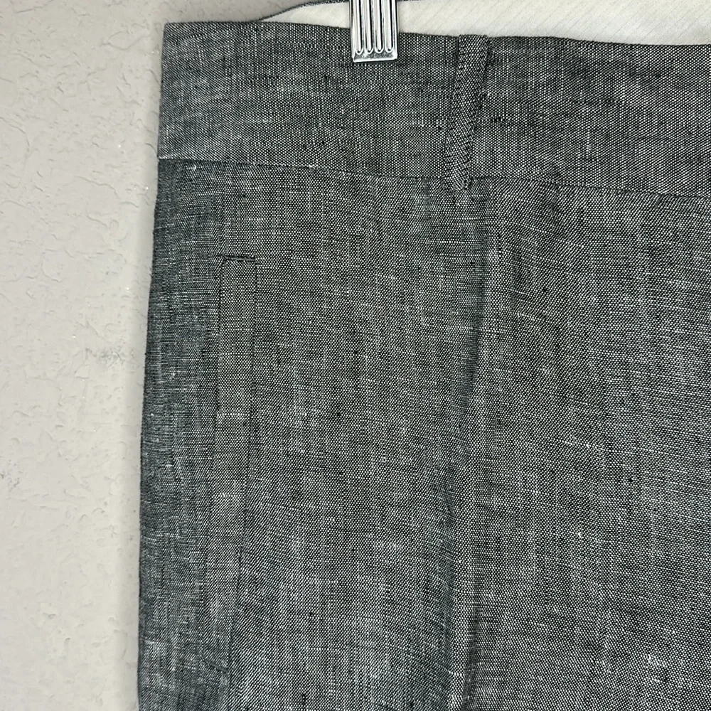 Banana Republic 100% Linen Dark Marled Grey The Martin Fit Trouser Pants Size 14